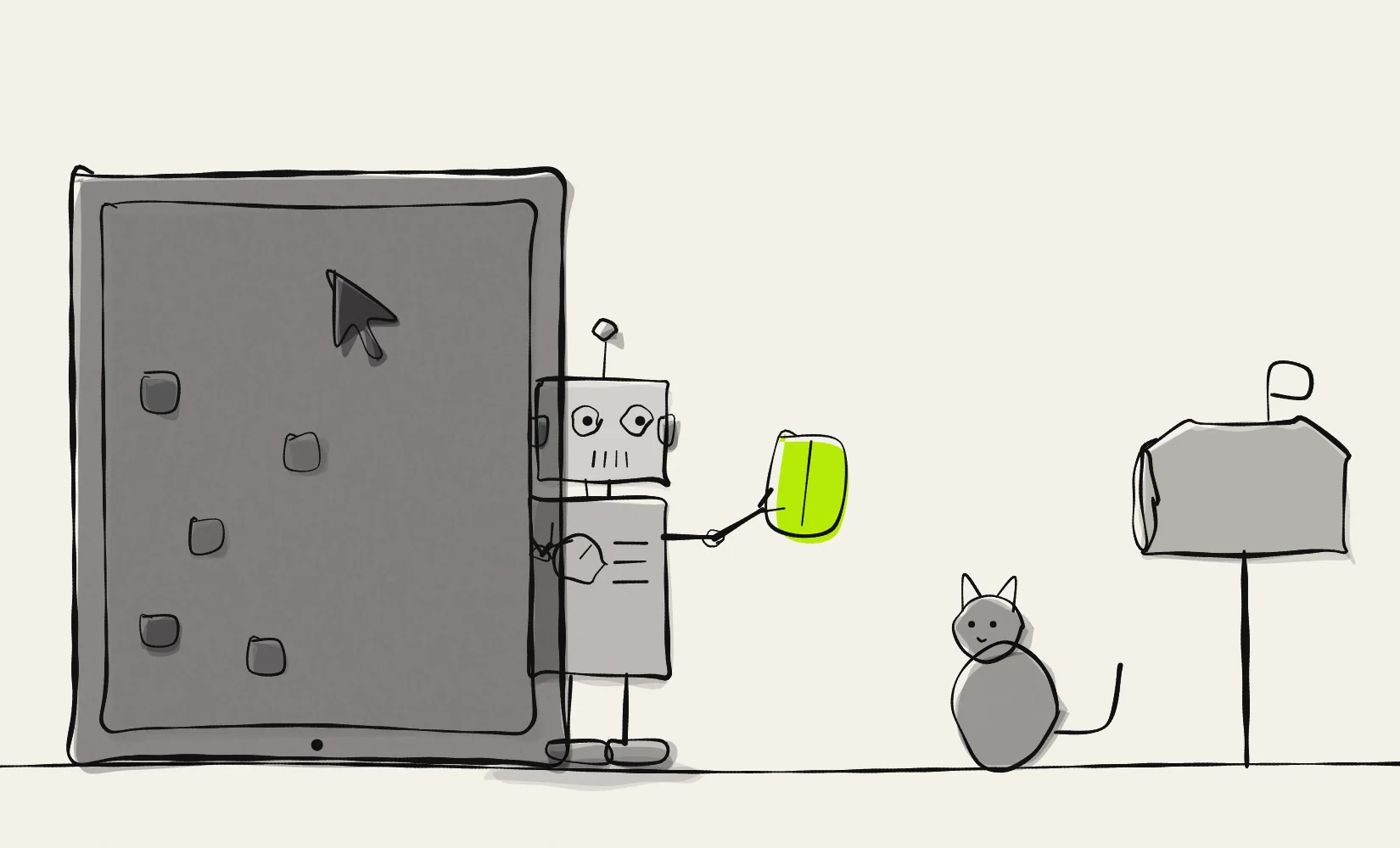An agent sending its work into the physical world